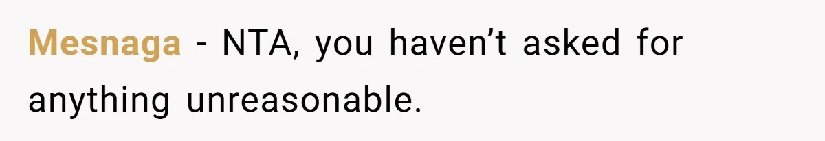 Mesnaga − NTA, you haven’t asked for anything unreasonable.