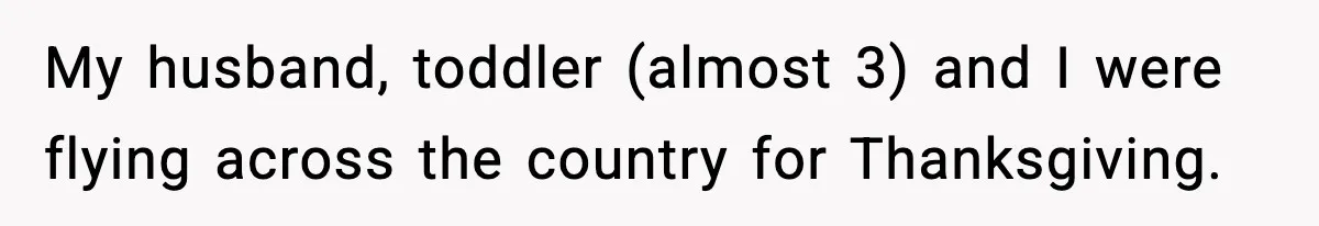 My husband, toddler (almost 3) and I were flying across the country for Thanksgiving.