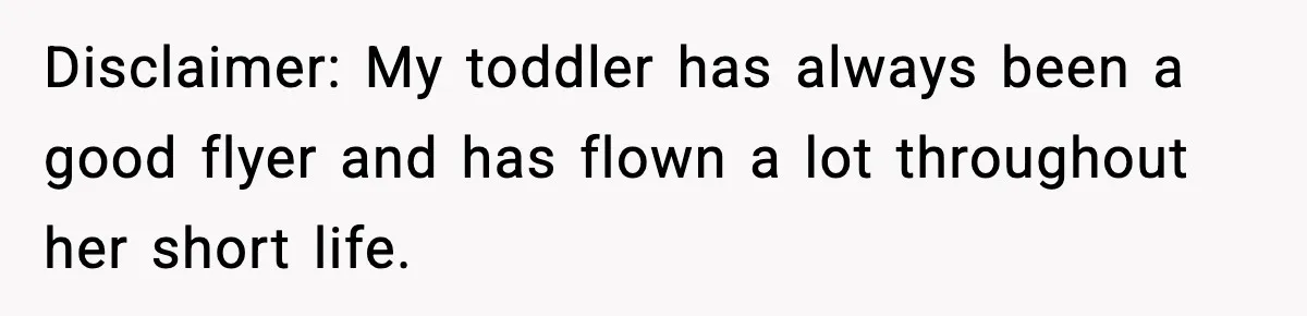 Disclaimer: My toddler has always been a good flyer and has flown a lot throughout her short life.