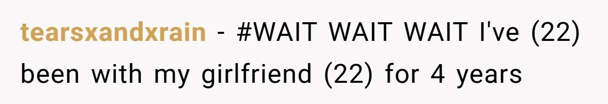 tearsxandxrain − #WAIT WAIT WAIT I've (22) been with my girlfriend (22) for 4 years