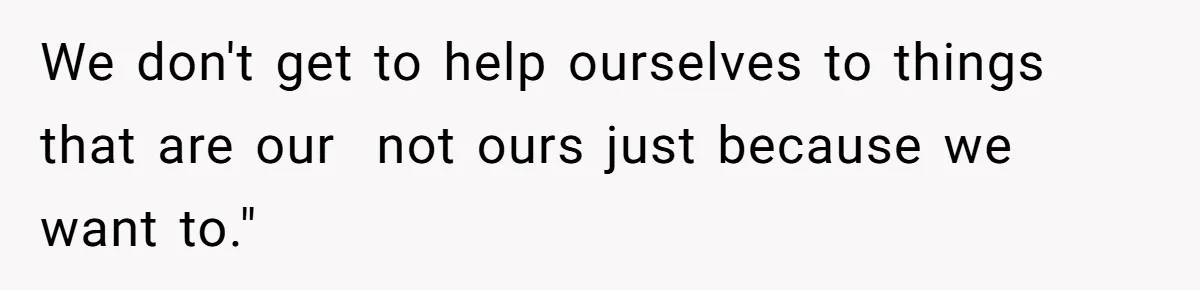 We don't get to help ourselves to things that are our  not ours just because we want to."