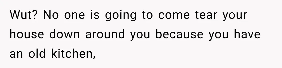 Wut? No one is going to come tear your house down around you because you have an old kitchen,
