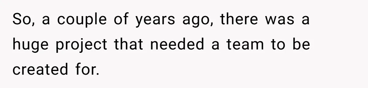 So, a couple of years ago, there was a huge project that needed a team to be created for.