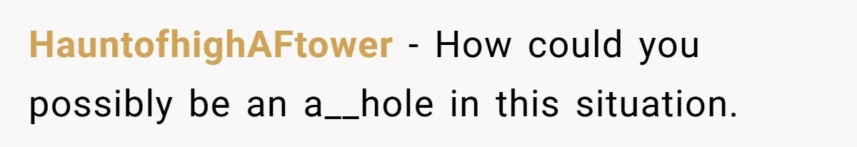 HauntofhighAFtower − How could you possibly be an a__hole in this situation.
