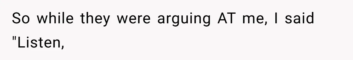 So while they were arguing AT me, I said "Listen,