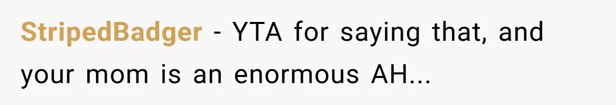 “You Were Loyal to Him”: Mom Punishes Son for Covering for Cheating Dad StripedBadger − YTA for saying that, and your mom is an enormous AH...
