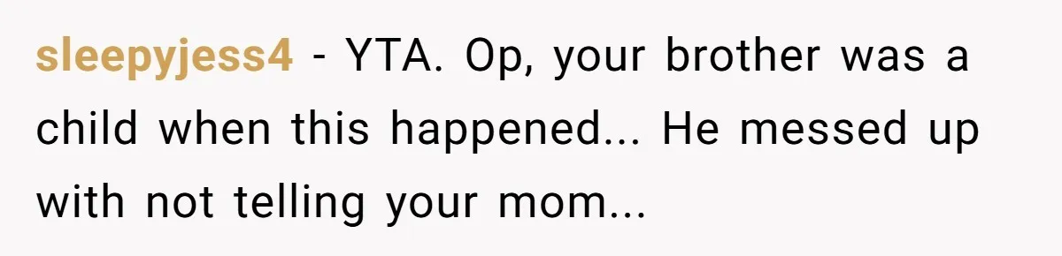 “You Were Loyal to Him”: Mom Punishes Son for Covering for Cheating Dad sleepyjess4 − YTA. Op, your brother was a child when this happened... He messed up with not telling your mom...