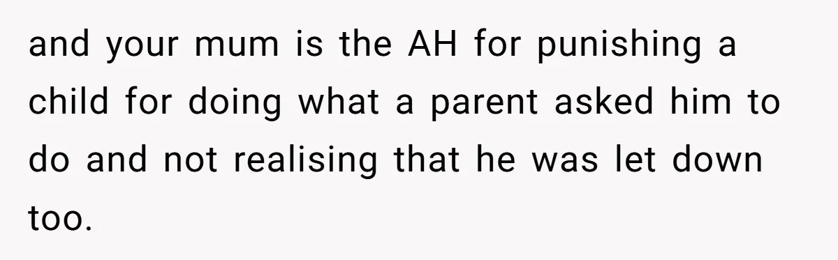 “You Were Loyal to Him”: Mom Punishes Son for Covering for Cheating Dad and your mum is the AH for punishing a child for doing what a parent asked him to do and not realising that he was let down too.