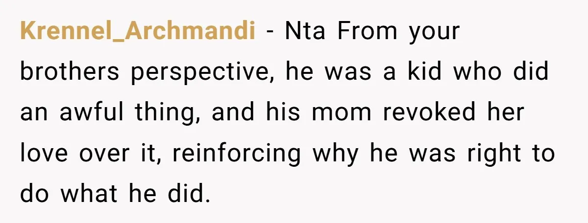 “You Were Loyal to Him”: Mom Punishes Son for Covering for Cheating Dad Krennel_Archmandi − Nta From your brothers perspective, he was a kid who did an awful thing, and his mom revoked her love over it, reinforcing why he was right to...