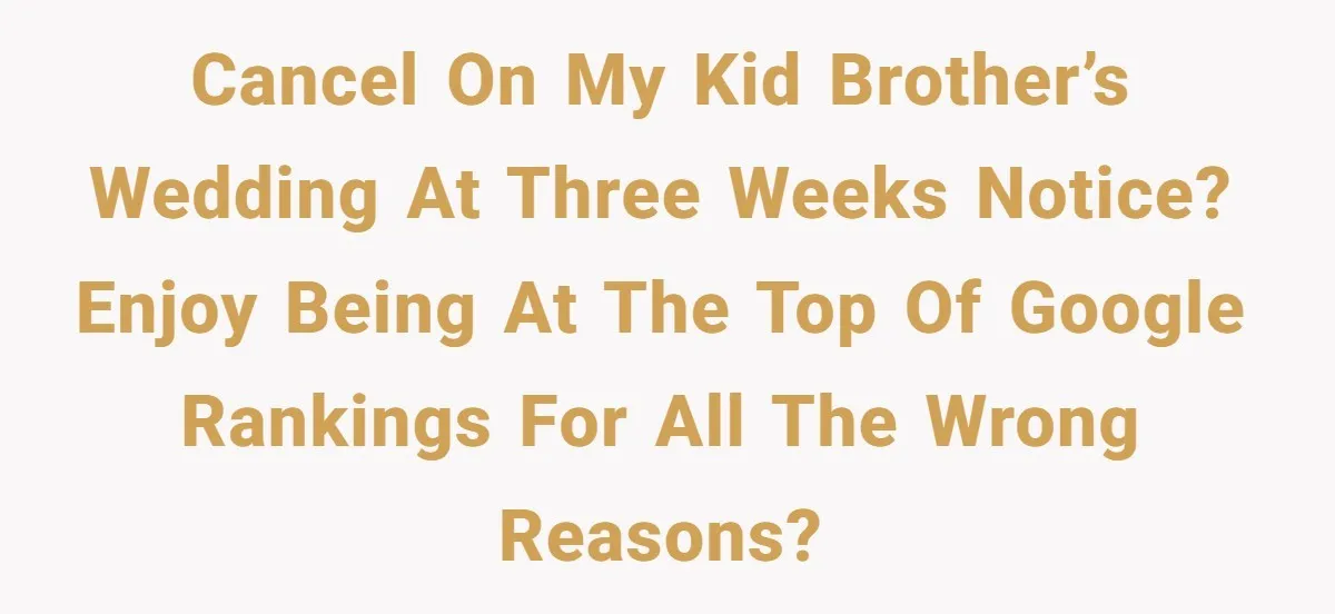 Internet Sleuths Rally Around Groom After Helicopter Service Abandons Their Promise Cancel on my kid brother’s wedding at three weeks notice? Enjoy being at the top of google rankings for all the wrong reasons?