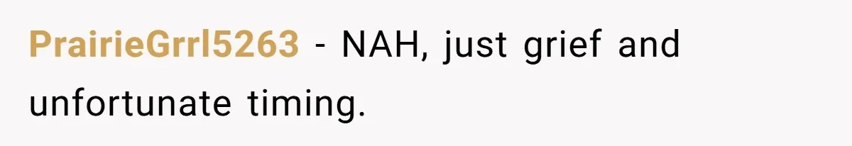 PrairieGrrl5263 − NAH, just grief and unfortunate timing.