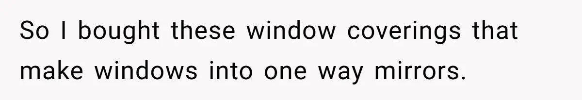 Man Calls Neighbor “Petty” After She Stops Him From Staring Into Her Apartment So I bought these window coverings that make windows into one way mirrors.