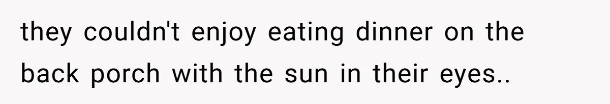 Man Calls Neighbor “Petty” After She Stops Him From Staring Into Her Apartment they couldn't enjoy eating dinner on the back porch with the sun in their eyes..