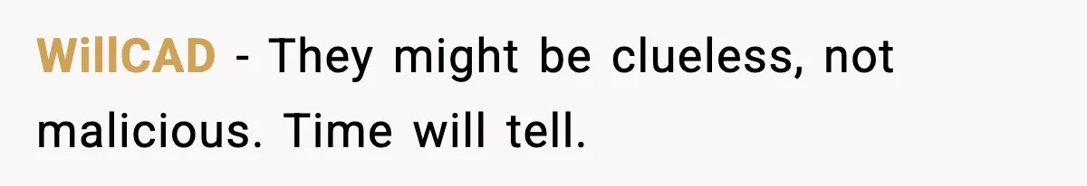 WillCAD - They might be clueless, not malicious. Time will tell.