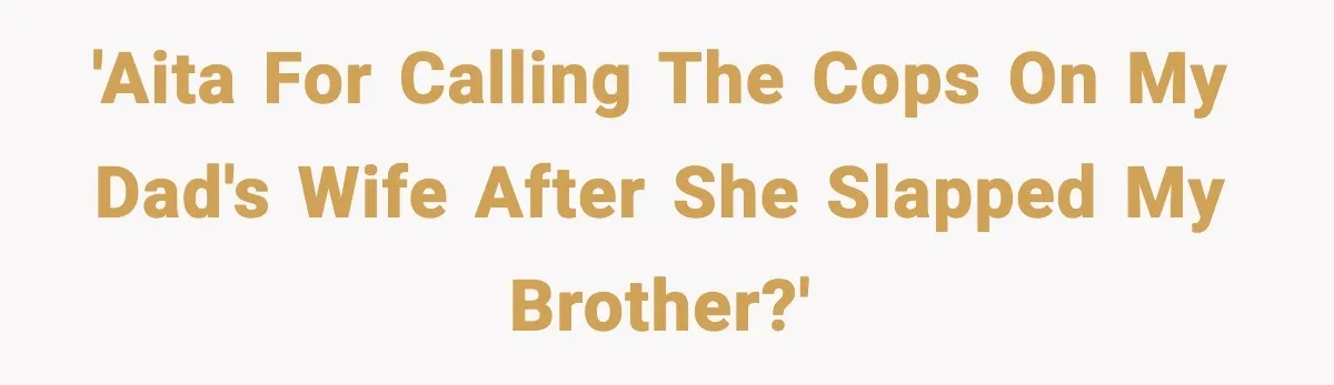She Slapped Her Stepson, So His Sister Called the Police 'AITA for calling the cops on my dad's wife after she slapped my brother?'