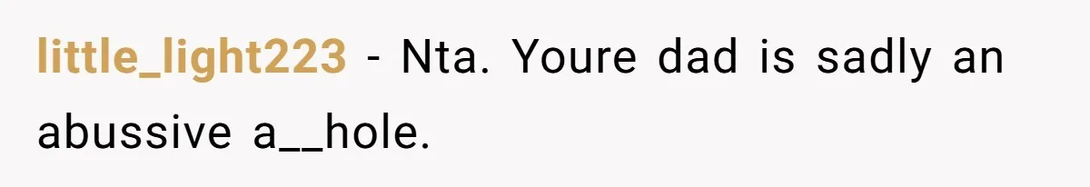 little_light223 − Nta. Youre dad is sadly an abussive a__hole.
