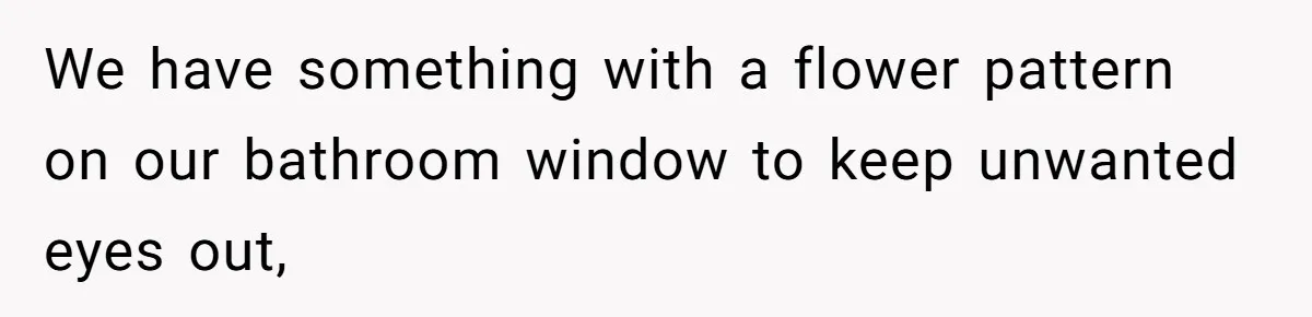 Man Calls Neighbor “Petty” After She Stops Him From Staring Into Her Apartment We have something with a flower pattern on our bathroom window to keep unwanted eyes out,