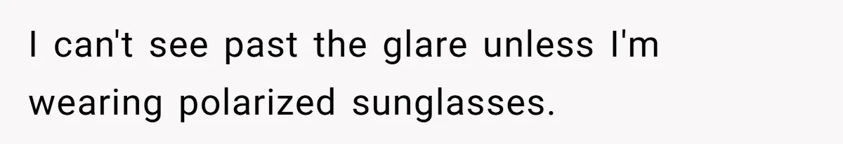 Man Calls Neighbor “Petty” After She Stops Him From Staring Into Her Apartment I can't see past the glare unless I'm wearing polarized sunglasses.