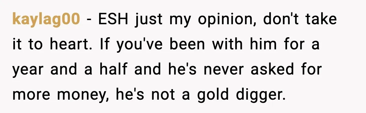 Girlfriend Quits Job After $4M Inheritance, Boyfriend Tries to Claim It kaylag00 - ESH just my opinion, don't take it to heart. If you've been with him for a year and a half and he's never asked for more money, he's...
