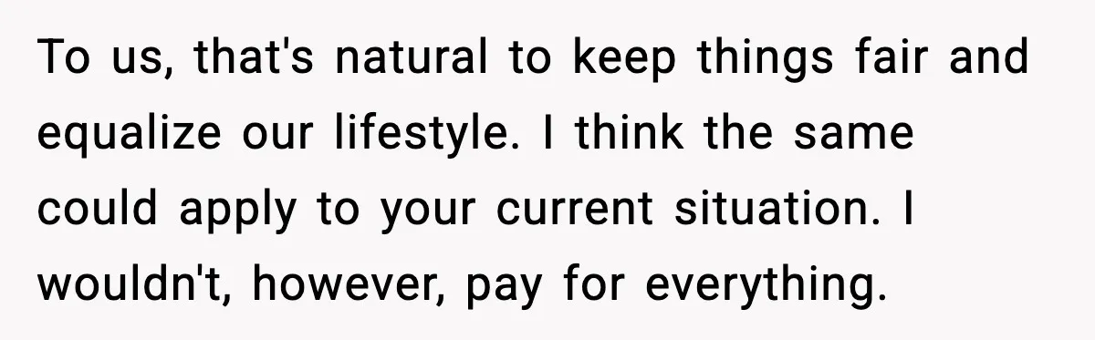 Girlfriend Quits Job After $4M Inheritance, Boyfriend Tries to Claim It To us, that's natural to keep things fair and equalize our lifestyle. I think the same could apply to your current situation. I wouldn't, however, pay for everything.