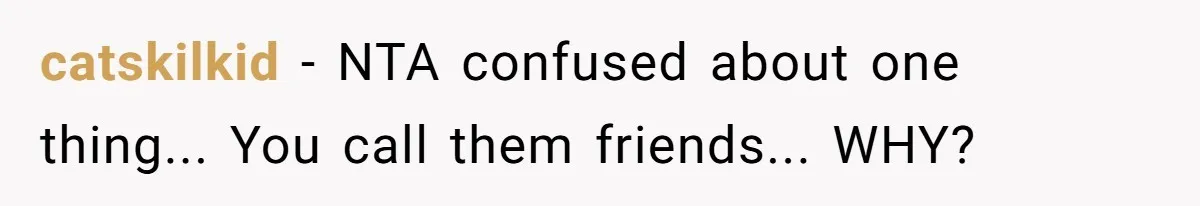 catskilkid − NTA confused about one thing... You call them friends... WHY?