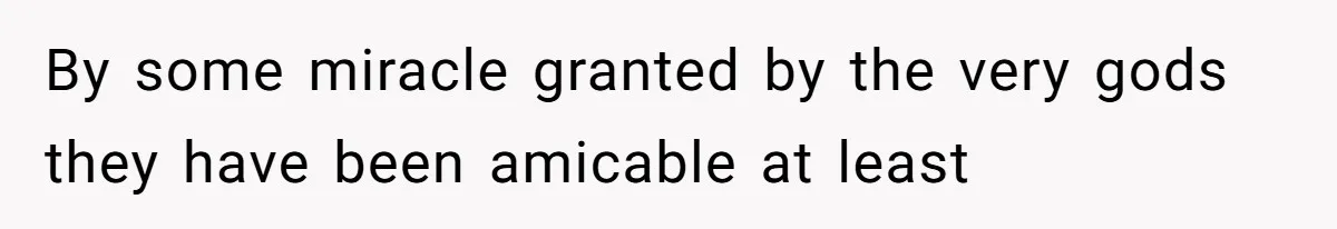 By some miracle granted by the very gods they have been amicable at least