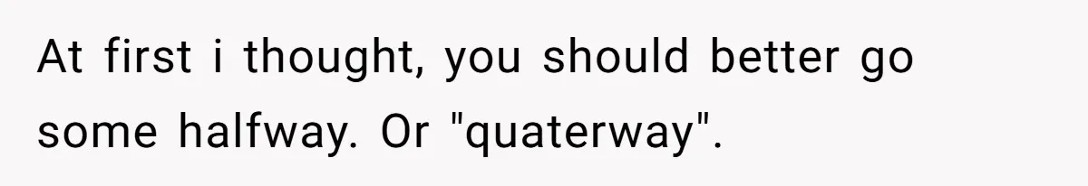 At first i thought, you should better go some halfway. Or "quaterway".