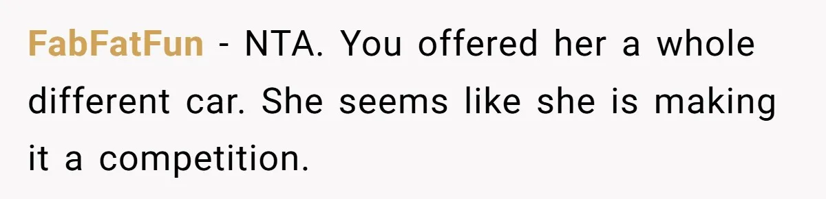 Girlfriend Reaches Her Breaking Point After Boyfriend Gives Away Promised Car FabFatFun − NTA. You offered her a whole different car. She seems like she is making it a competition.
