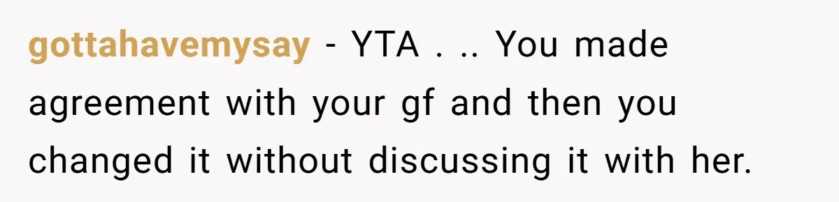 Girlfriend Reaches Her Breaking Point After Boyfriend Gives Away Promised Car gottahavemysay − YTA . .. You made agreement with your gf and then you changed it without discussing it with her.