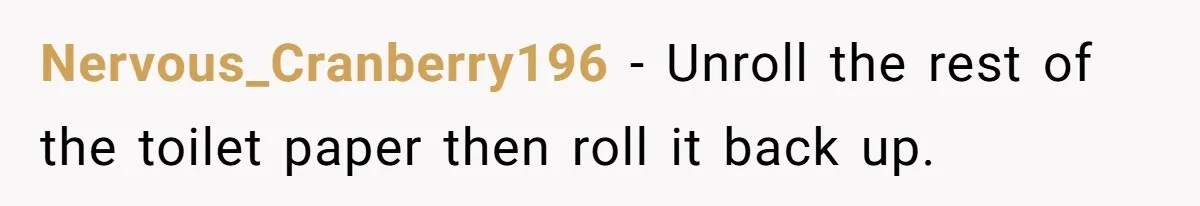 Nervous_Cranberry196 − Unroll the rest of the toilet paper then roll it back up.