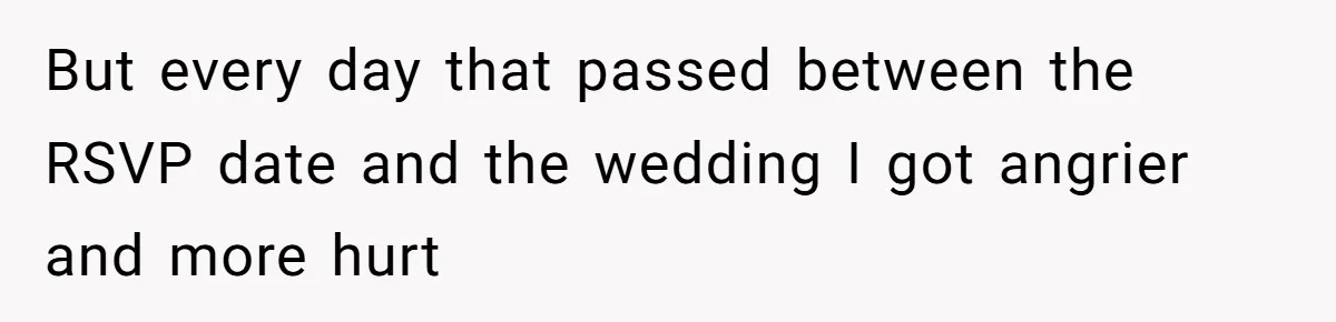 He Was the Family ATM Until He Found Out He Was Not Invited to the Wedding But every day that passed between the RSVP date and the wedding I got angrier and more hurt