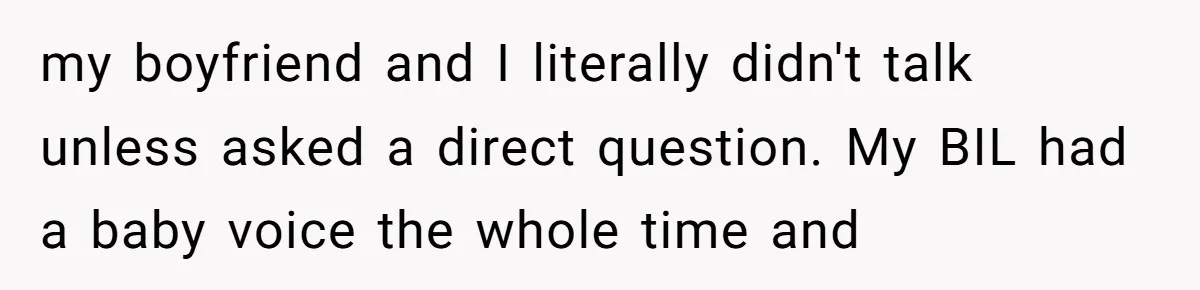 my boyfriend and I literally didn't talk unless asked a direct question. My BIL had a baby voice the whole time and