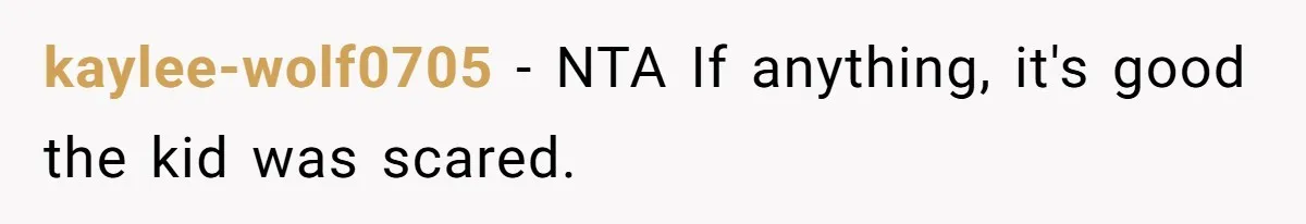 kaylee-wolf0705 − NTA If anything, it's good the kid was scared.