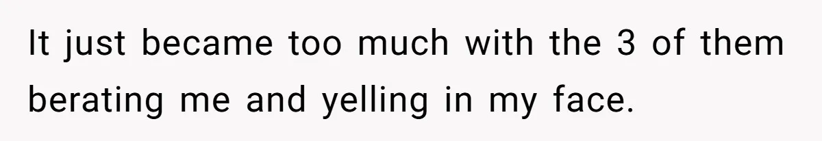 It just became too much with the 3 of them berating me and yelling in my face.