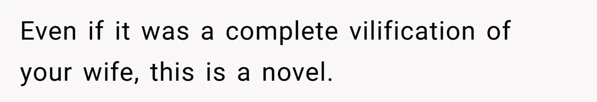 Even if it was a complete vilification of your wife, this is a novel.