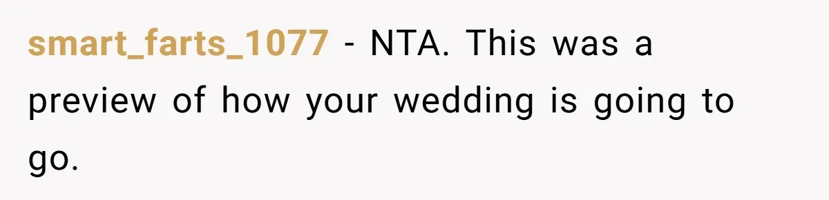 smart_farts_1077 − NTA. This was a preview of how your wedding is going to go.