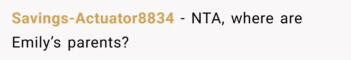 Savings-Actuator8834 − NTA, where are Emily’s parents?