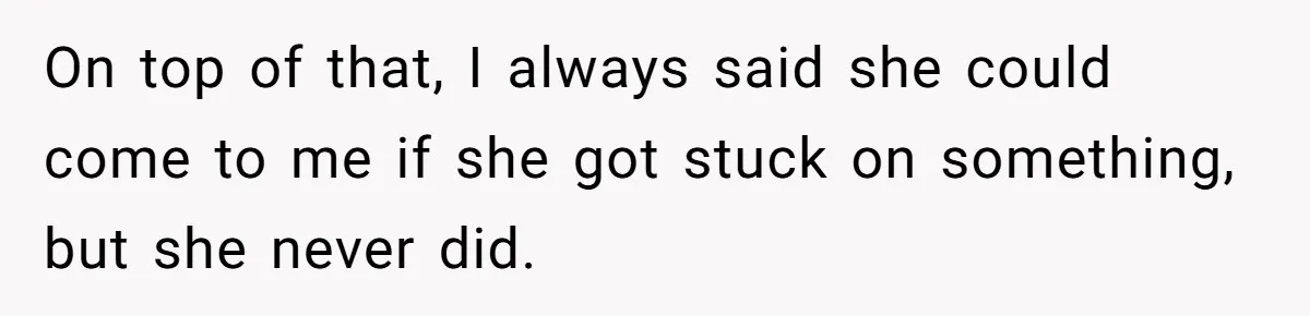 New Hire Fakes Her Skills, Then Gets Shocked When Her Teammate Calls Her Out On top of that, I always said she could come to me if she got stuck on something, but she never did.