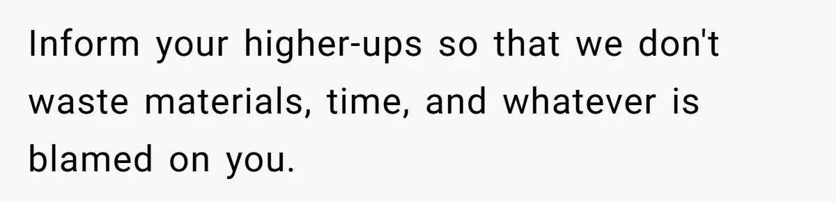 New Hire Fakes Her Skills, Then Gets Shocked When Her Teammate Calls Her Out Inform your higher-ups so that we don't waste materials, time, and whatever is blamed on you.