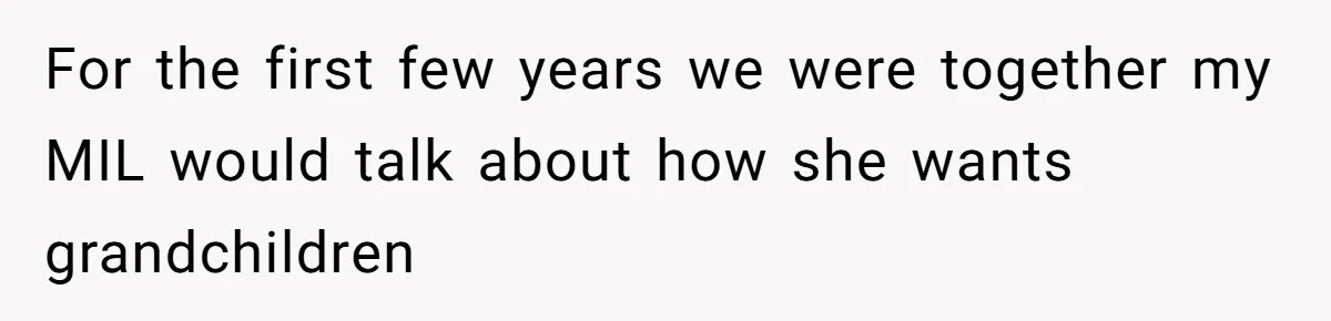 For the first few years we were together my MIL would talk about how she wants grandchildren