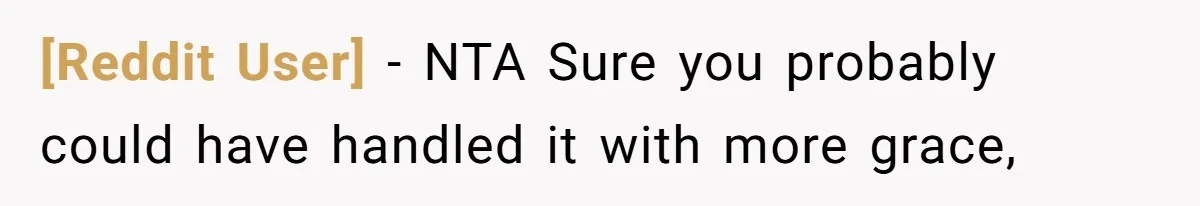 [Reddit User] − NTA Sure you probably could have handled it with more grace,