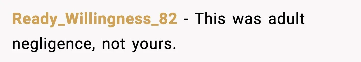 Ready_Willingness_82 - This was adult negligence, not yours.