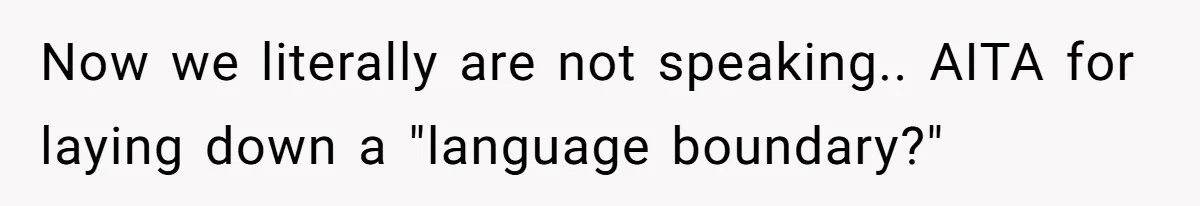 Now we literally are not speaking.. AITA for laying down a "language boundary?"