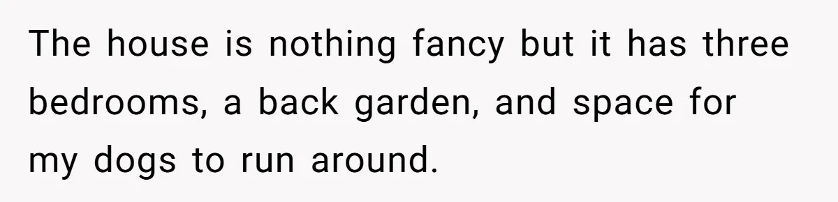“Family Is Everything” Becomes a Guilt Trip After Daughter Refuses to Support Her Able-Bodied Brother The house is nothing fancy but it has three bedrooms, a back garden, and space for my dogs to run around.