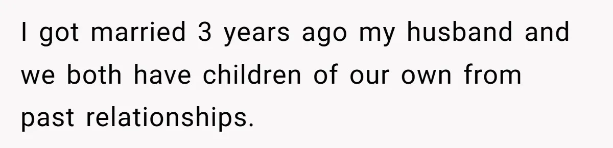I got married 3 years ago my husband and we both have children of our own from past relationships.