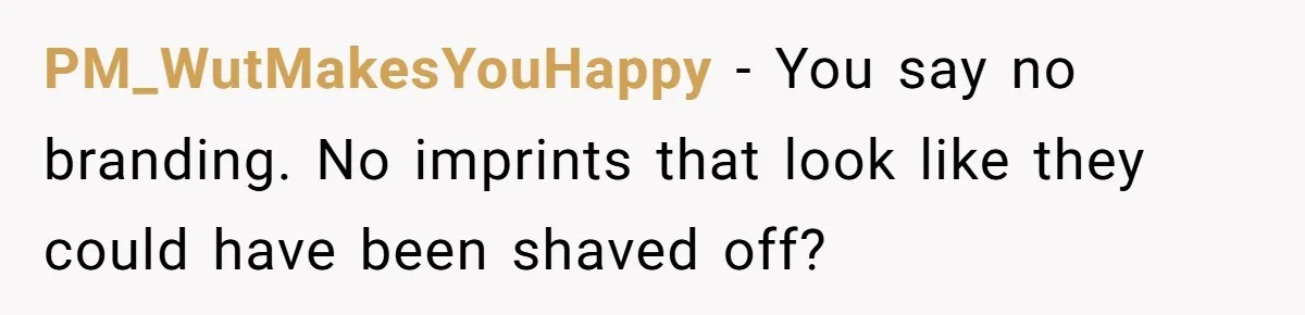 PM_WutMakesYouHappy − You say no branding. No imprints that look like they could have been shaved off?