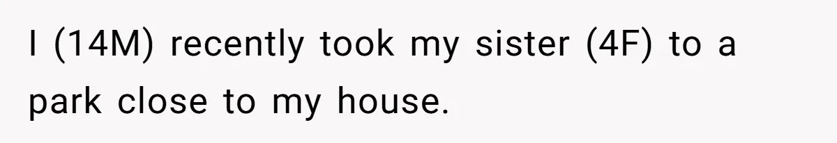 Teen Tries To Be Polite At The Park, Gets Insulted For Defending His Sister I (14M) recently took my sister (4F) to a park close to my house.