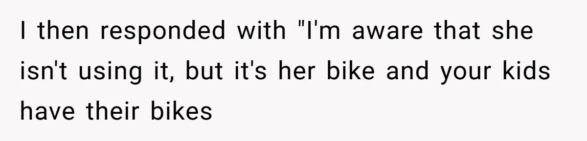 Teen Tries To Be Polite At The Park, Gets Insulted For Defending His Sister I then responded with "I'm aware that she isn't using it, but it's her bike and your kids have their bikes