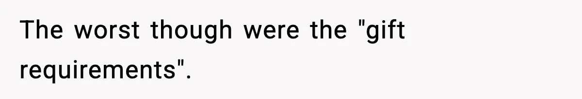 The worst though were the "gift requirements".