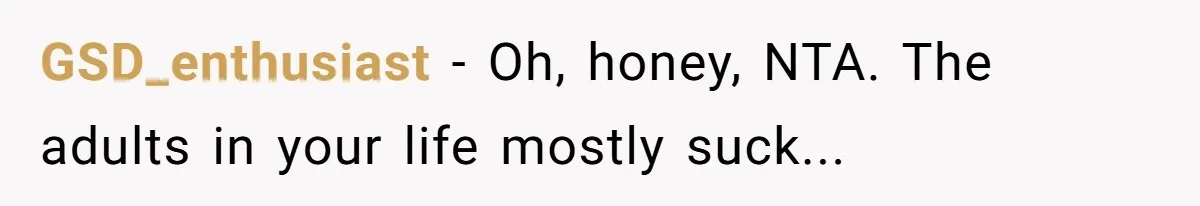 GSD_enthusiast - Oh, honey, NTA. The adults in your life mostly suck...